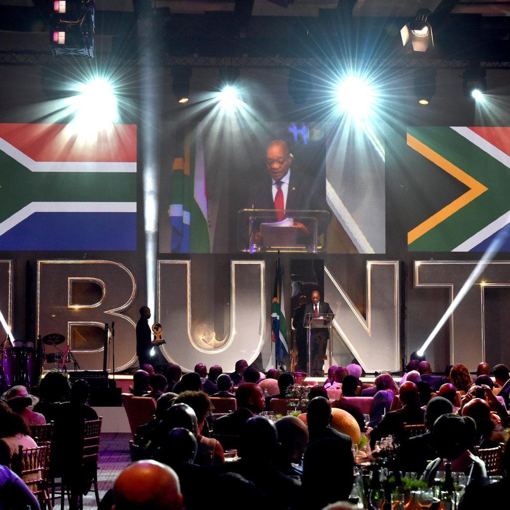 (in the pic - President Jacob Zuma addressing. President Jacob Zuma attends the inaugural UBUNTU Awards hosted by the Department of International Relations and Cooperations held at the Cape town International Convention Centre. 14/02/2015, Elmond Jiyane, DoC