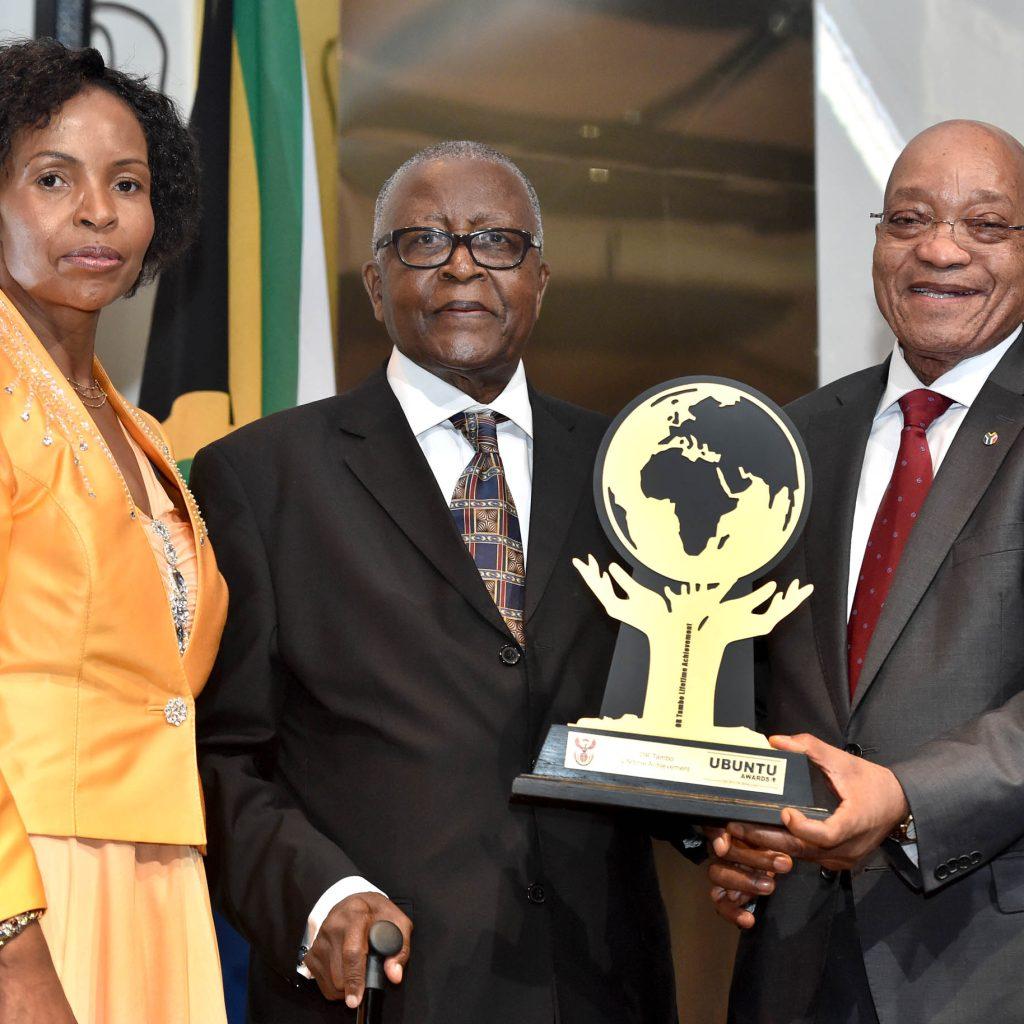 (in the pic - Ambassodor Billy Modise receiving the OR Tambo Life Time Achievement Award from President Jacob Zuma and Minister Maite Nkoana Mashabane). President Jacob Zuma attends the inaugural UBUNTU Awards hosted by the Department of International Relations and Cooperations held at the Cape town International Convention Centre. 14/02/2015, Elmond Jiyane, DoC